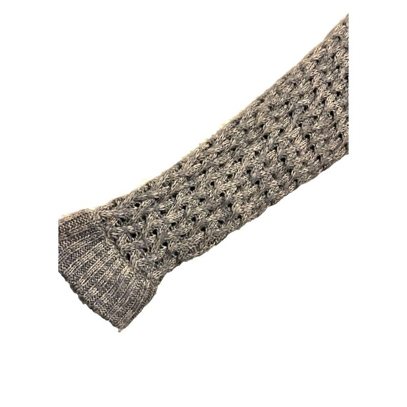 ANTHROPOLOGIE Tulle Gray/Cream Open Front Chunky Loose Knit Cardigan Sweater XL - Picture 4 of 7